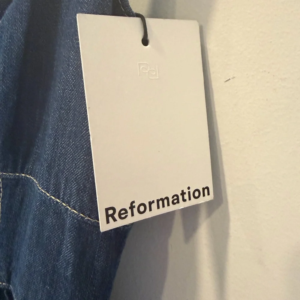 Reformation Tagliatelle Denim Midi Dress Blue Size 6 NEW - Picture 9 of 12